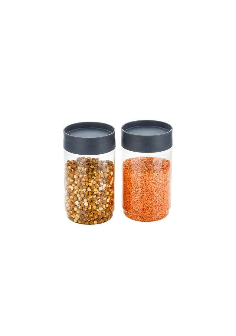 Clazkit Eazystack Plastic Storage Jar with Air Tight Lid | 1500 ml | 50.7 fl oz | 2-Piece Set - Indya