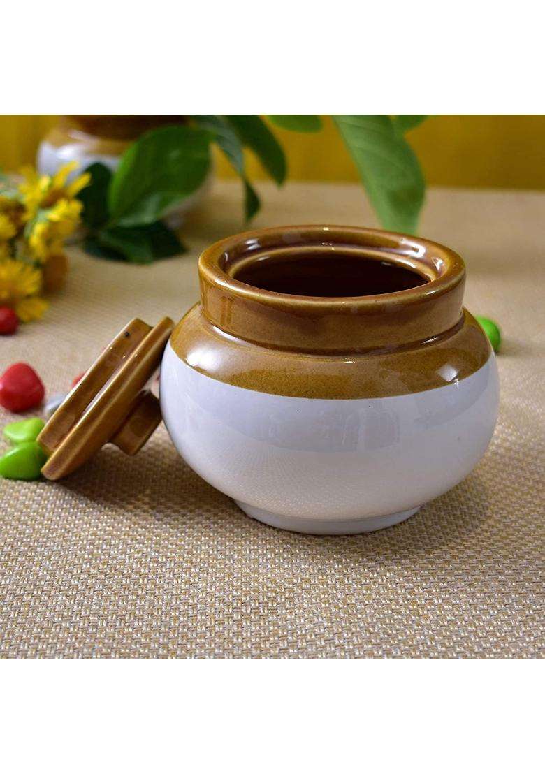 SHRIYAM CRAFT Ceramic Jar Food Storage Jar | 300 ml | 10.1 fl oz - Indya
