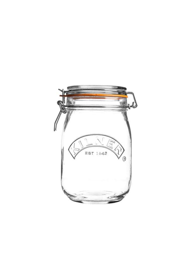 Kilner Premium Round Airtight Glass Jar with Clip Top Lid for Coffee | 1 L | 1.1 Qt - Indya