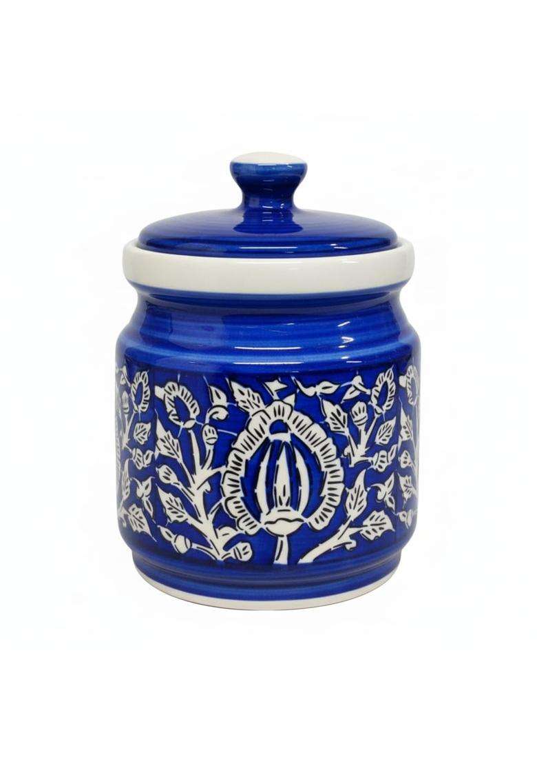 Kraftlik Handicrafts Ceramic Storage Jar with Lid | 1200 ml | 40.6 fl oz - Indya