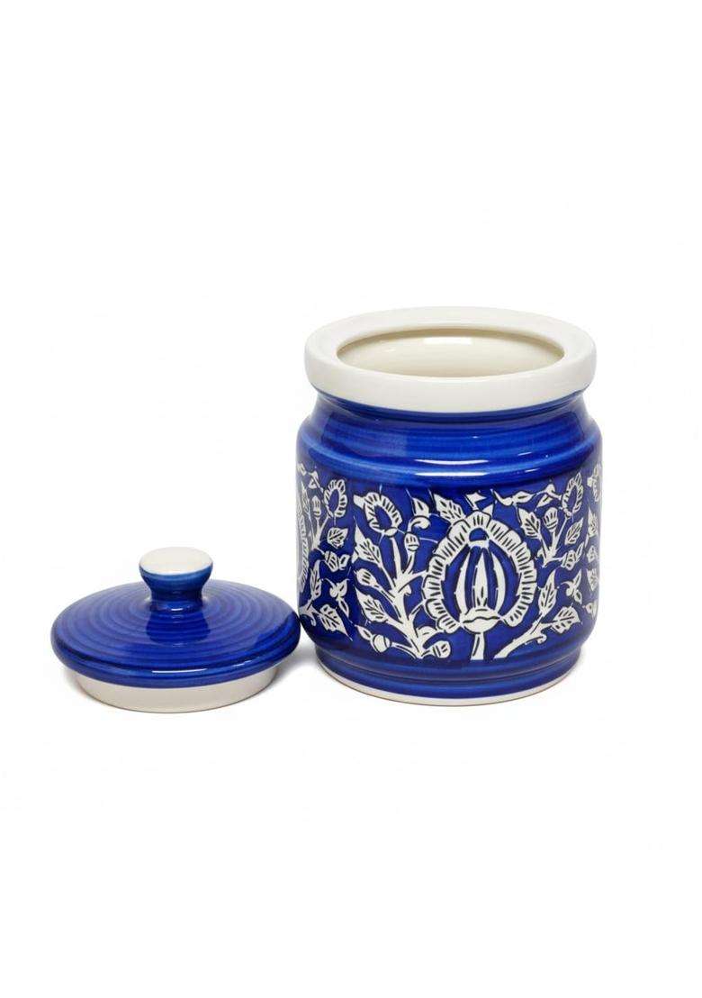 Kraftlik Handicrafts Ceramic Storage Jar with Lid | 1200 ml | 40.6 fl oz - Indya