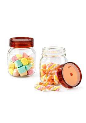 CELLO Grip N Store Glass Storage Jars for Kitchen Pcs Brown | 500 ml | 16.9 fl oz | 2-Piece Set | Lead Free