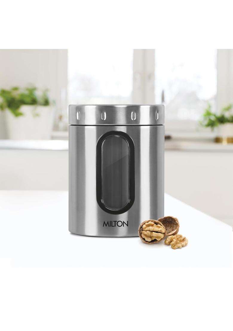 MILTON Steel Crispy 1000 Storage Jar | 1 L | 1.1 Qt | Dishwasher Safe - Indya