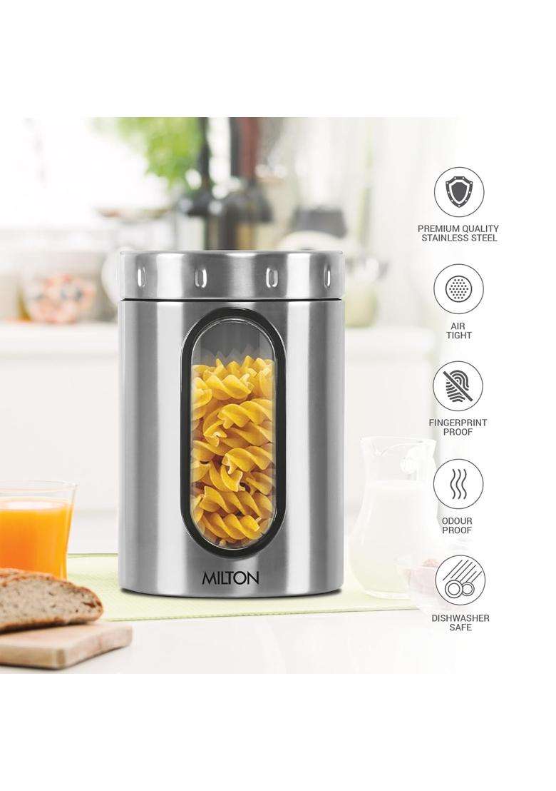 MILTON Steel Crispy 1000 Storage Jar | 1 L | 1.1 Qt | Dishwasher Safe - Indya