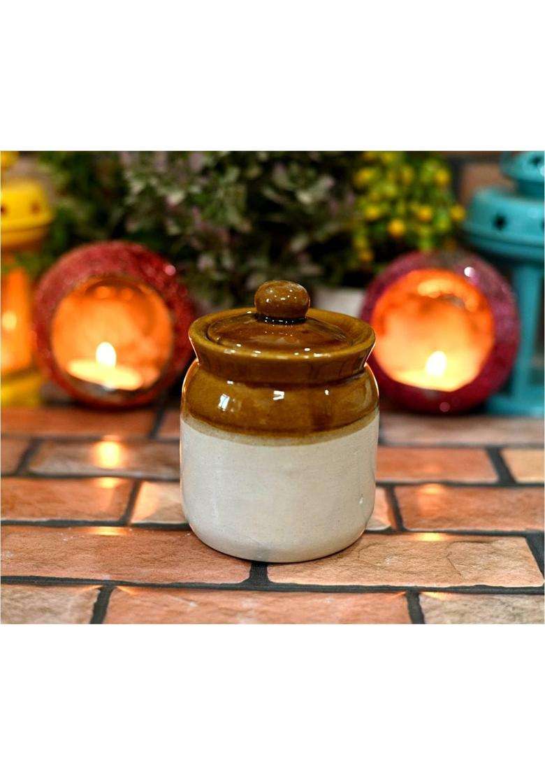 HC THE CRAFTS Ceramic Pickle Jar Container | 200 ml | 6.8 fl oz | Pack of 3 - Indya