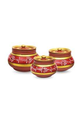 Terra Charms Red Painted Clay Mathni | 3-Piece Set | Handcrafted