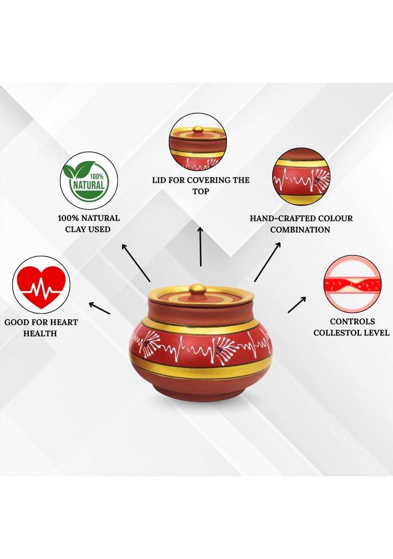 Terra Charms Red Painted Clay Mathni | 3-Piece Set | Handcrafted - Indya