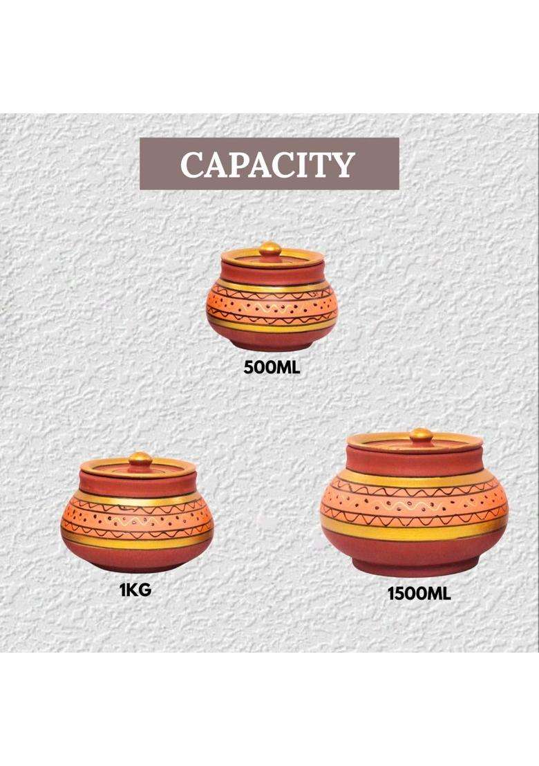 Terra Charms Orange Painted Clay Mathni | 3-Piece Set | Handcrafted - Indya