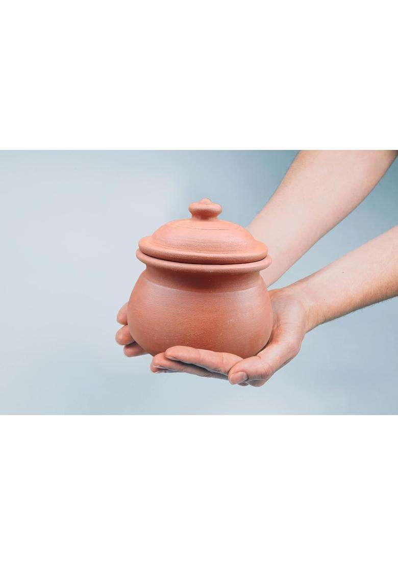 EZAHK Eco Clay Curd Bowl Pot with Lid | 500 ml | 16.9 fl oz - Indya