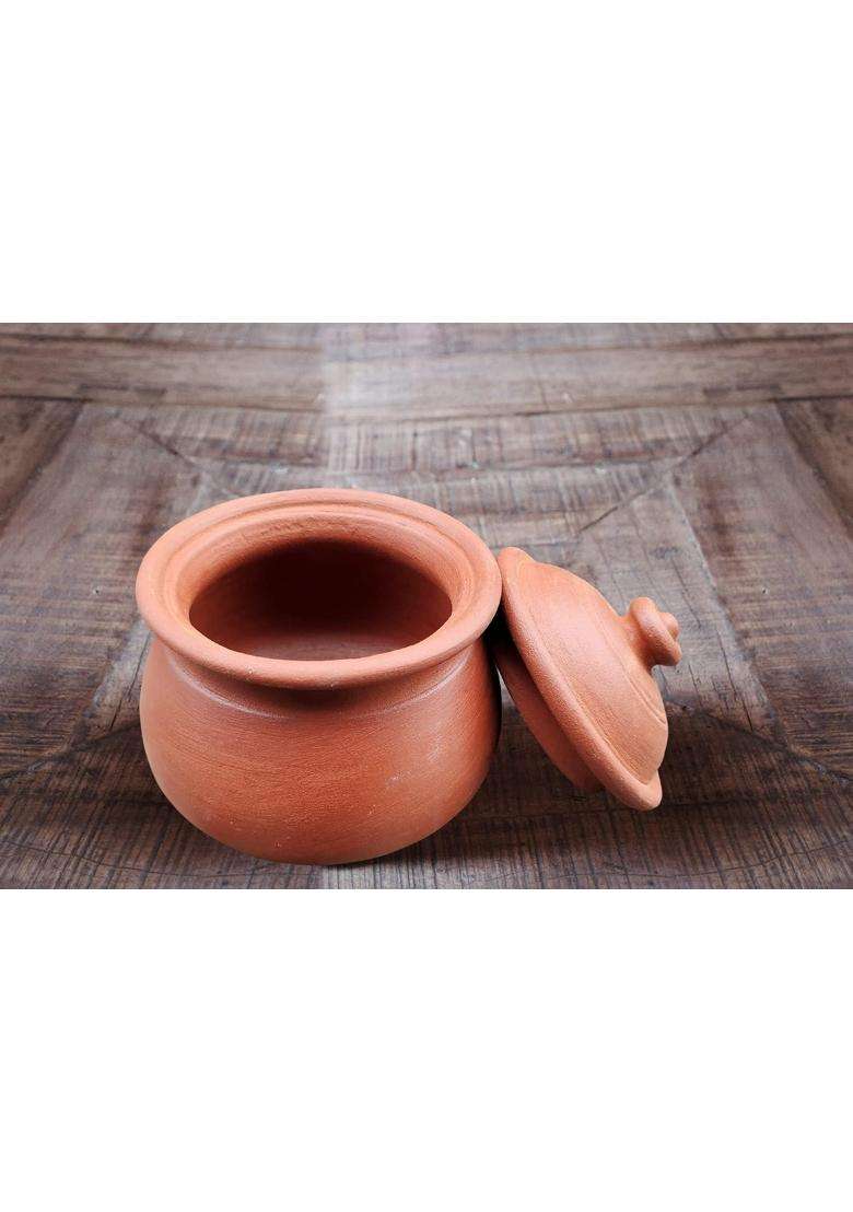 EZAHK Eco Clay Curd Bowl Pot with Lid | 500 ml | 16.9 fl oz - Indya