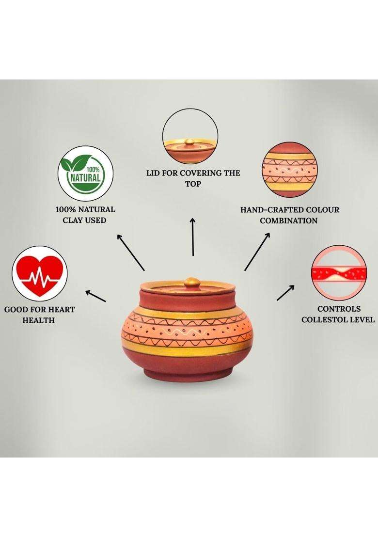 Terra Charms Orange Painted Clay Mathni | 3-Piece Set | Handcrafted - Indya
