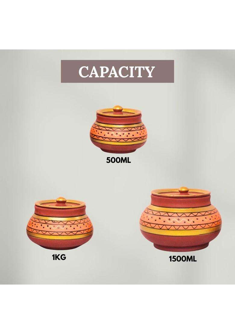 Terra Charms Orange Painted Clay Mathni | 3-Piece Set | Handcrafted - Indya
