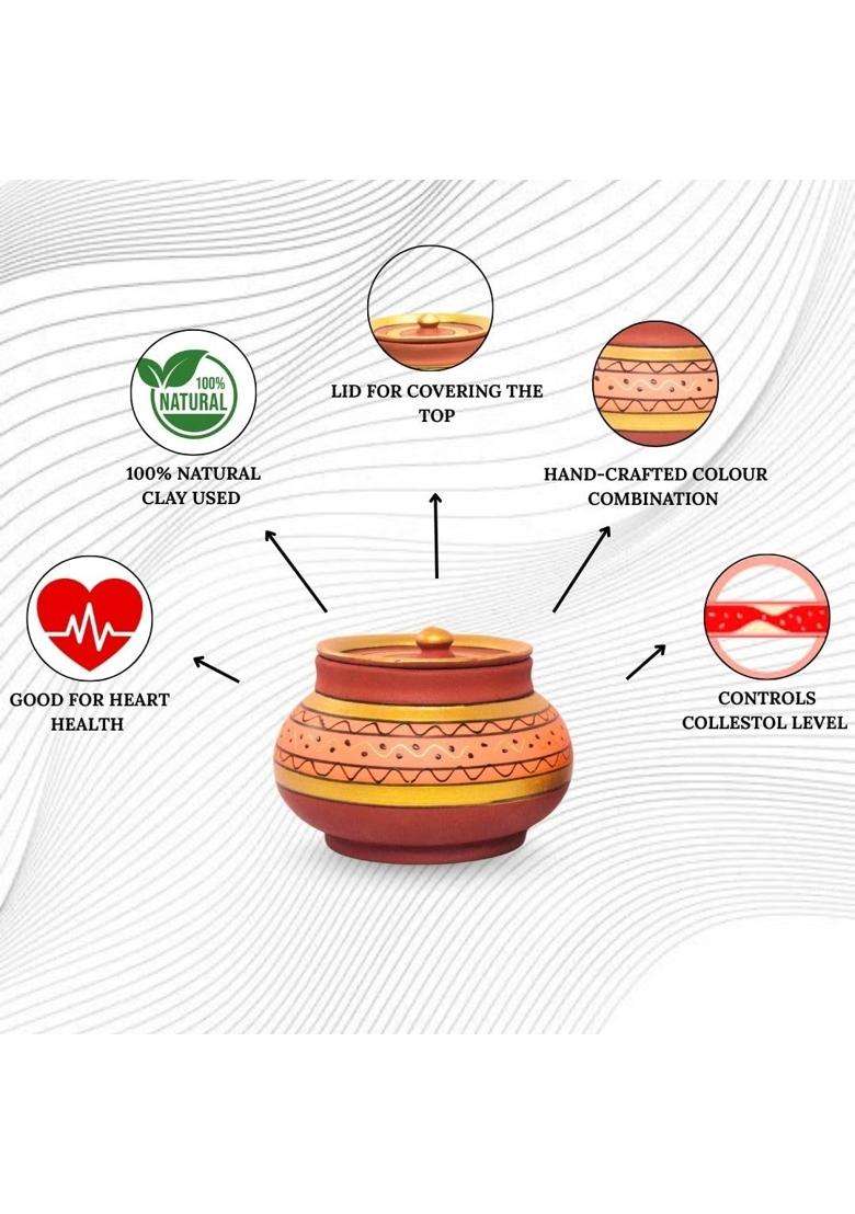 Terra Charms Orange Painted Clay Mathni | 3-Piece Set | Handcrafted - Indya