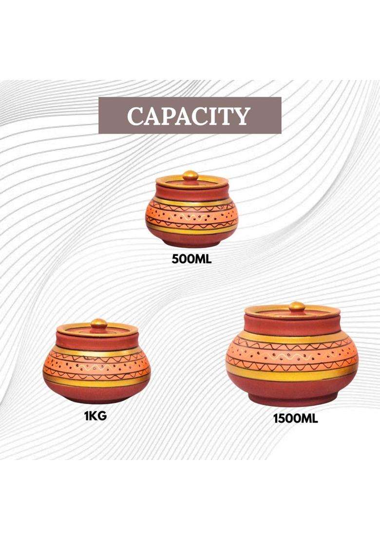 Terra Charms Orange Painted Clay Mathni | 3-Piece Set | Handcrafted - Indya