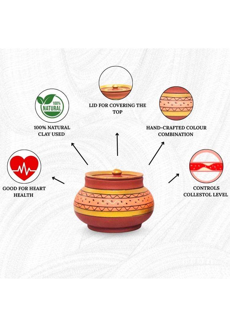 Terra Charms Orange Painted Clay Mathni | 3-Piece Set | Handcrafted - Indya