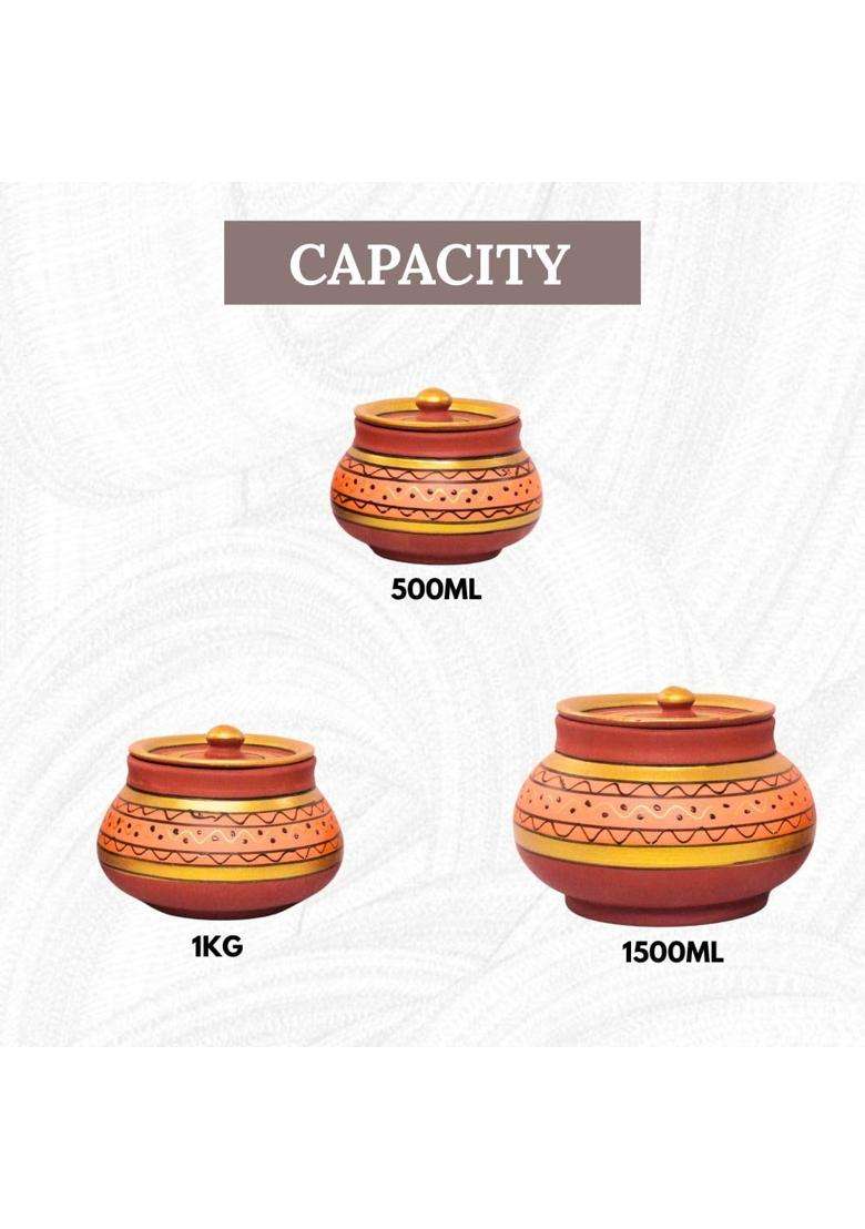 Terra Charms Orange Painted Clay Mathni | 3-Piece Set | Handcrafted - Indya