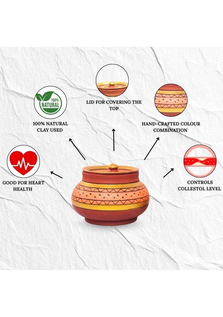 Terra Charms Orange Painted Clay Mathni | 3-Piece Set | Handcrafted - Indya