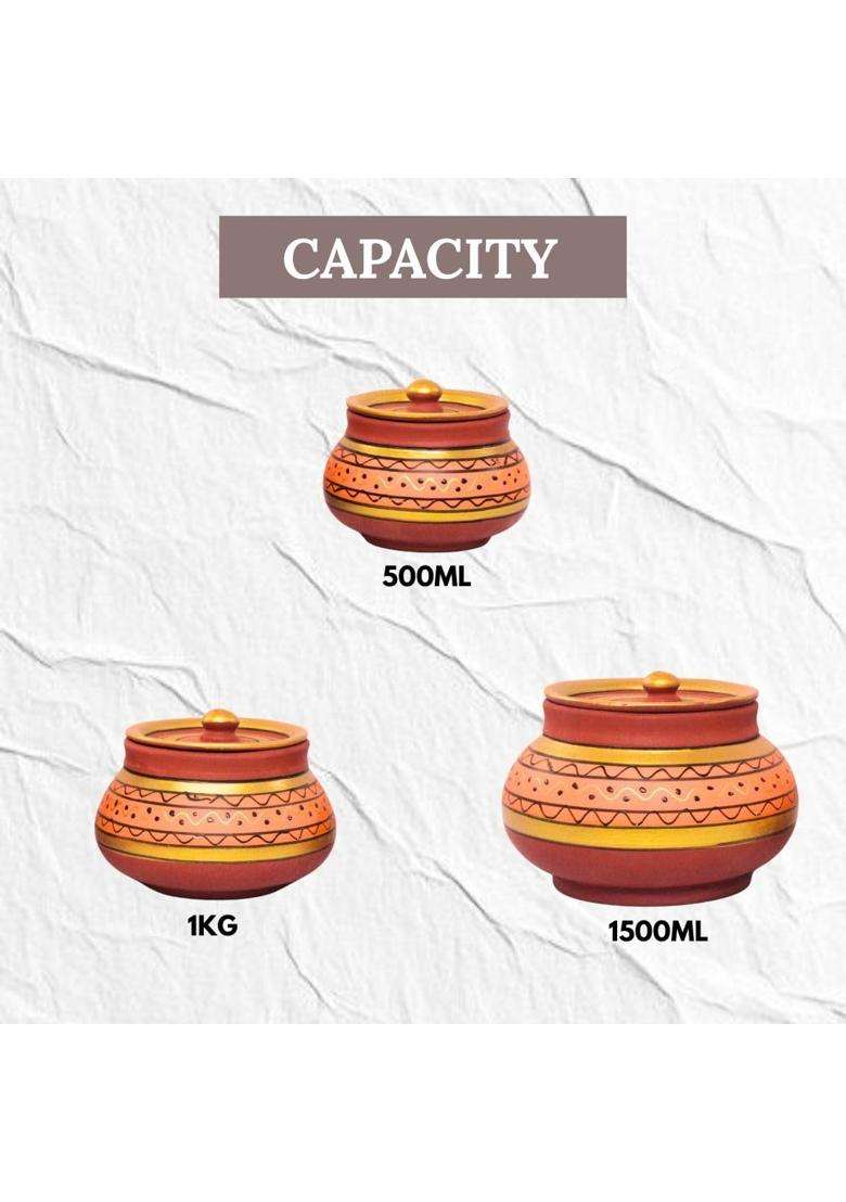 Terra Charms Orange Painted Clay Mathni | 3-Piece Set | Handcrafted - Indya