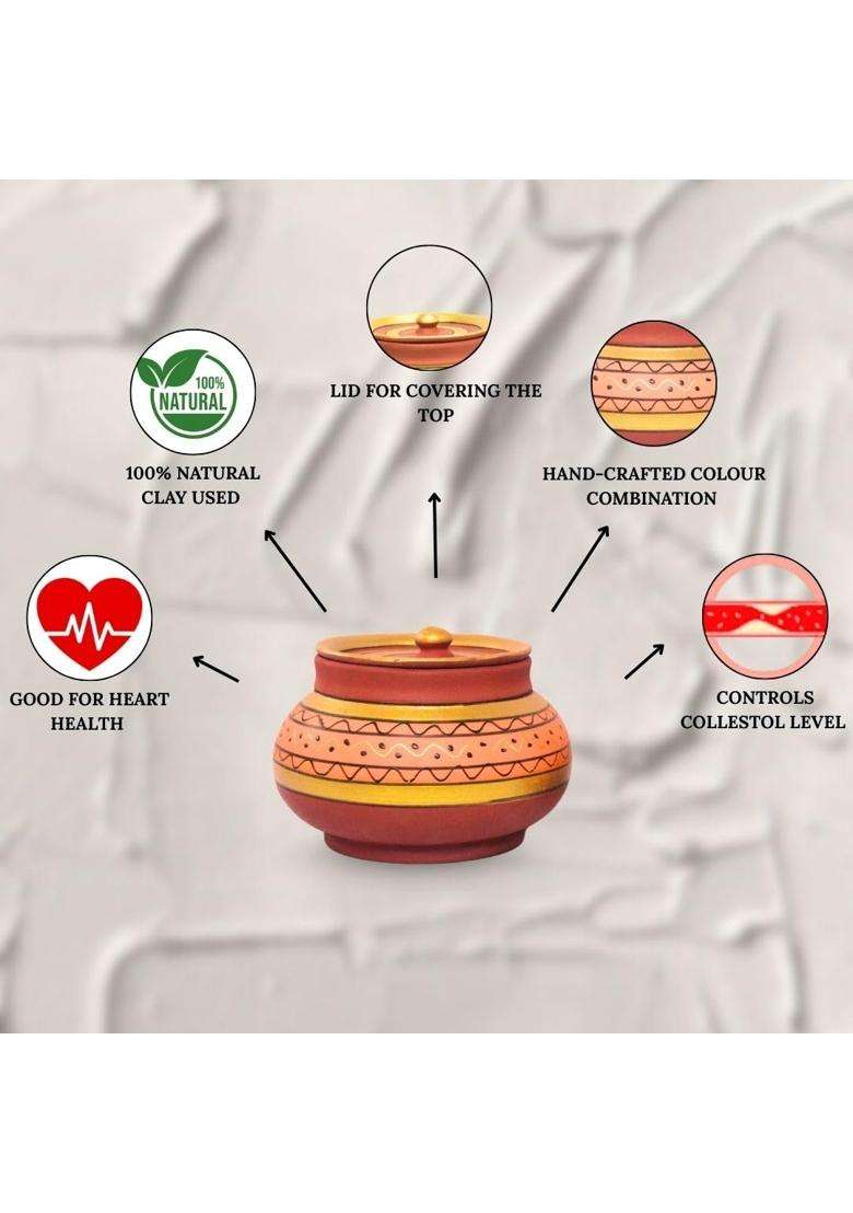 Terra Charms Orange Painted Clay Mathni | 3-Piece Set | Handcrafted - Indya