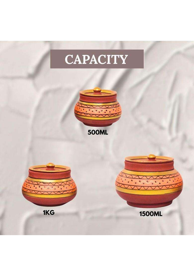 Terra Charms Orange Painted Clay Mathni | 3-Piece Set | Handcrafted - Indya
