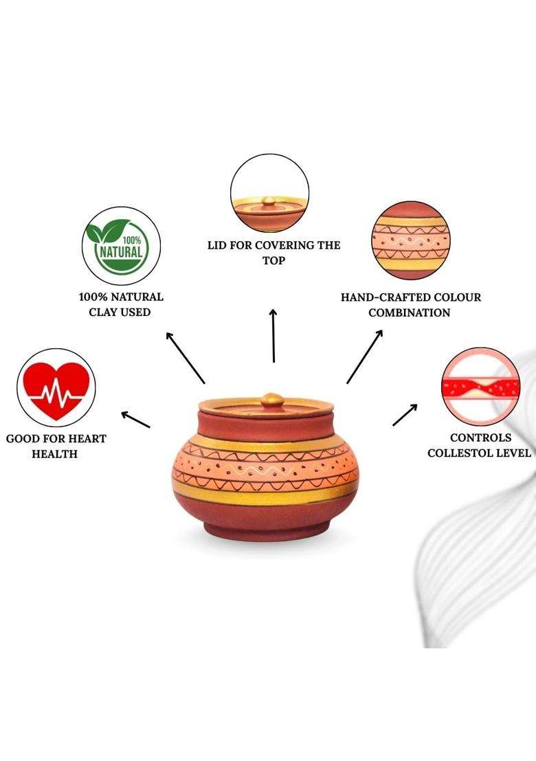 Terra Charms Orange Painted Clay Mathni | 3-Piece Set | Handcrafted - Indya