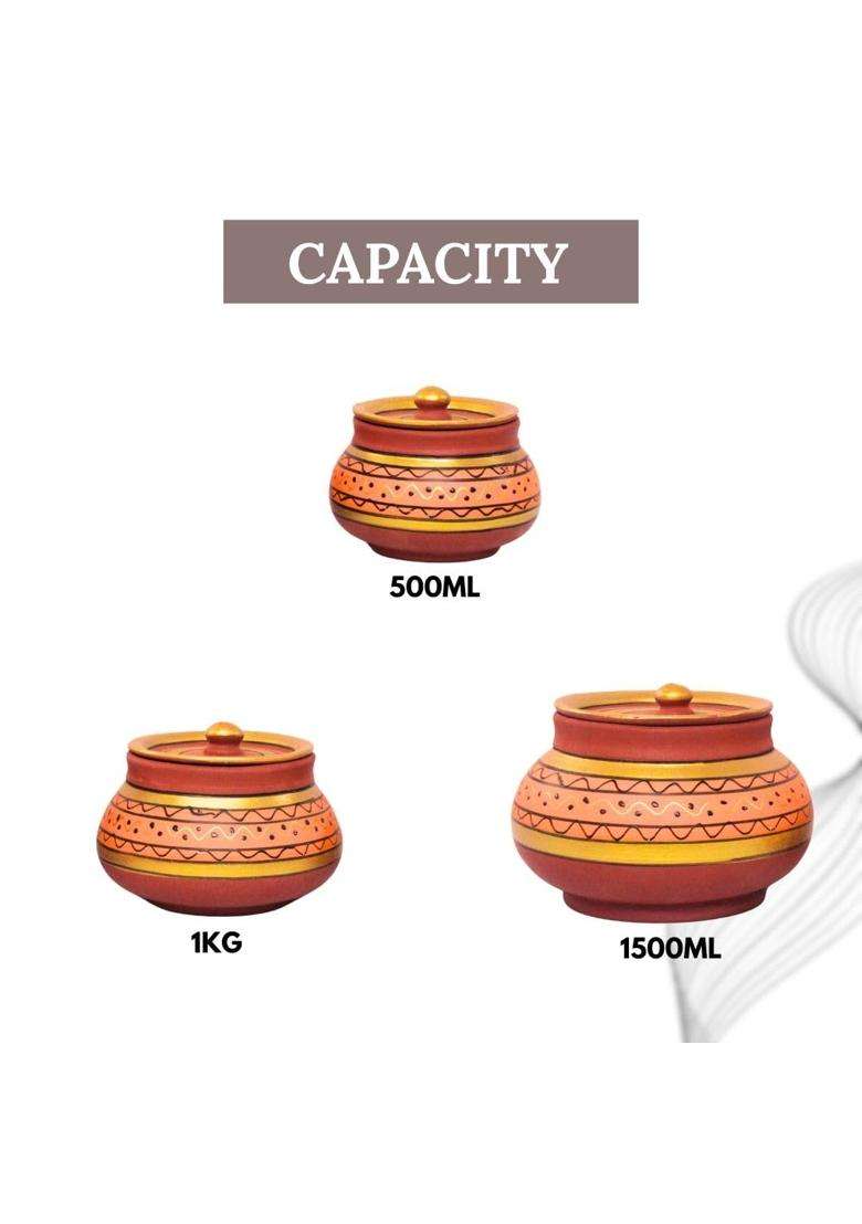 Terra Charms Orange Painted Clay Mathni | 3-Piece Set | Handcrafted - Indya