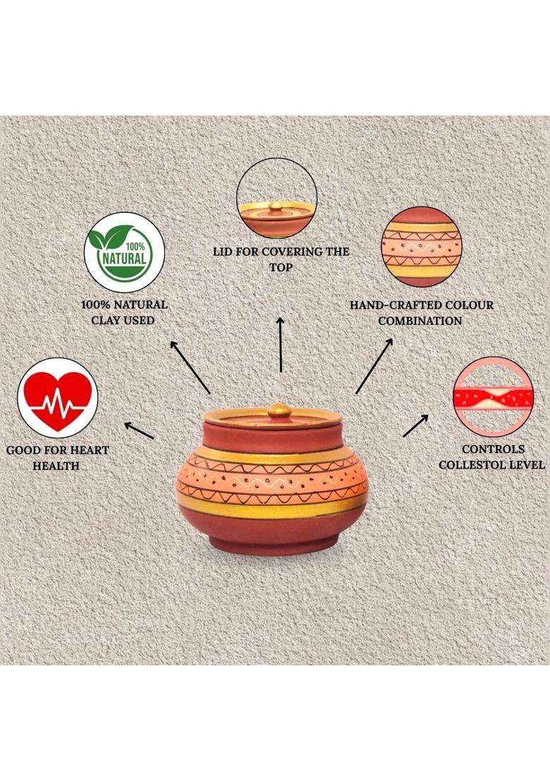 Terra Charms Orange Painted Clay Mathni | 3-Piece Set | Handcrafted - Indya
