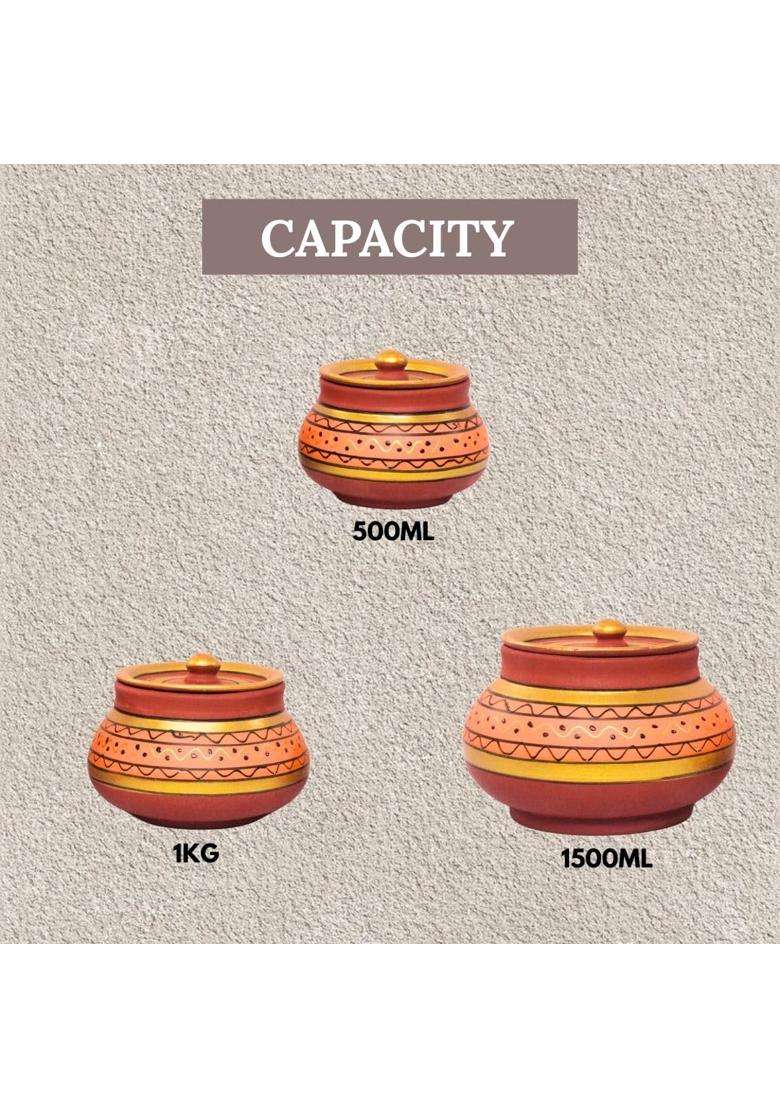 Terra Charms Orange Painted Clay Mathni | 3-Piece Set | Handcrafted - Indya