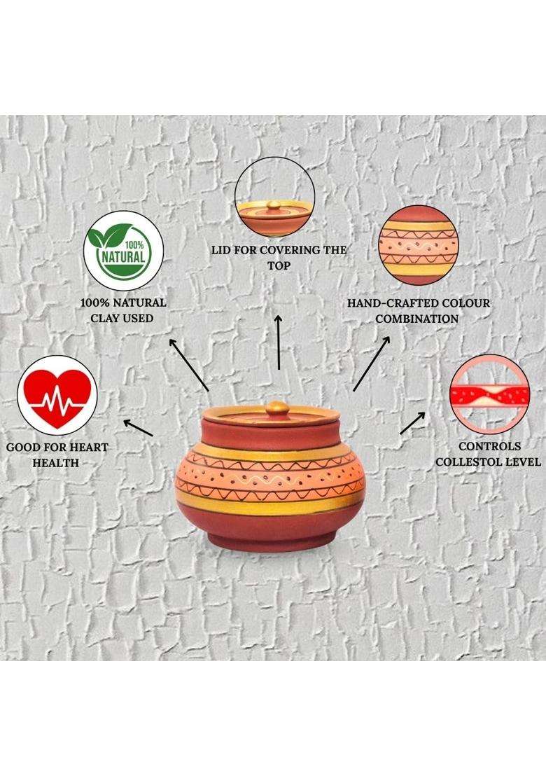 Terra Charms Orange Painted Clay Mathni | 3-Piece Set | Handcrafted - Indya