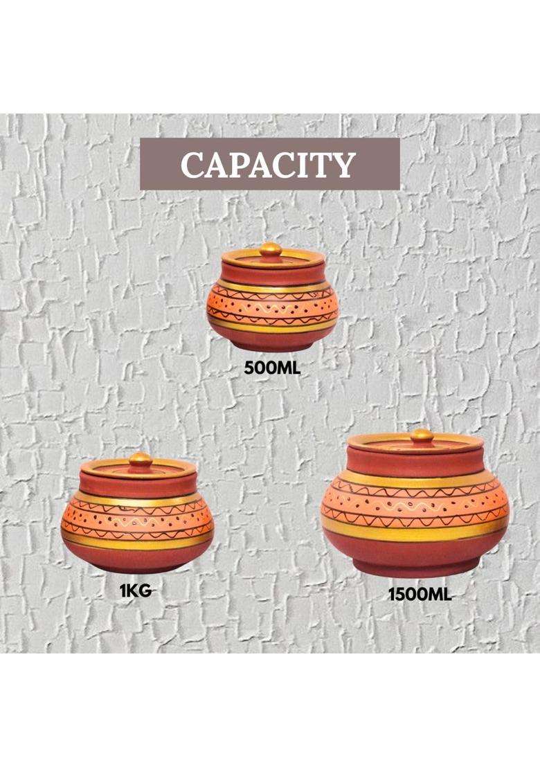 Terra Charms Orange Painted Clay Mathni | 3-Piece Set | Handcrafted - Indya