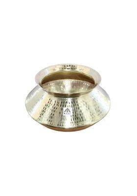 MUKE Handmade Hammered Polished Pure Brass Water Pot Degchi Handi Cookwere | 3.5 L | 3.7 Qt