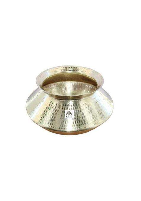MUKE Handmade Hammered Polished Pure Brass Water Pot Degchi Handi Cookwere | 3.5 L | 3.7 Qt