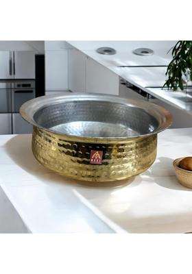 MUKE Brass Lagan Handi Cooking Pot 100 Pure Hammered | 3 L | 3.2 Qt | Handcrafted