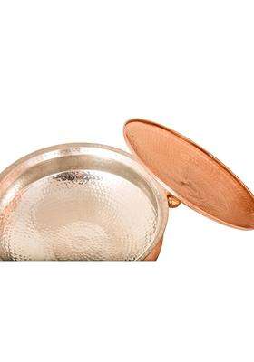 SHIV SHAKTI ARTS Brass Lagan Handi Cooking Pot with Lid Hammered Finish Round | 5 L | 5.3 Qt | Non-Toxic | Tin Lined Kalai