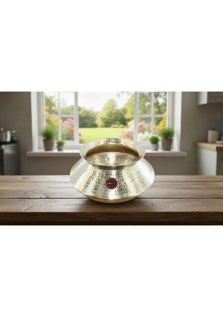 KITCART Handmade Hammered Polished Pure Brass Water Pot Degchi Handi Pot. Brass | 2.5 L | 2.6 Qt - Indya