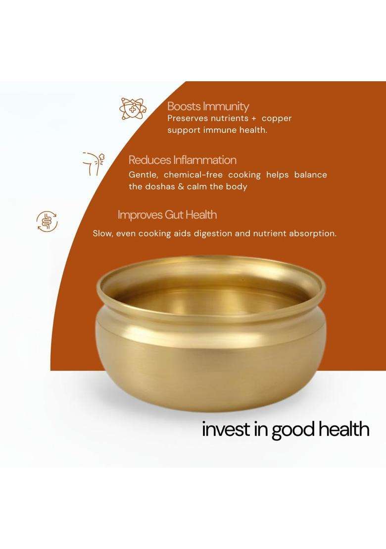 NUTRION Pure Bronze Handi Pongal Pot | 3 L | 3.2 Qt | Handcrafted - Indya