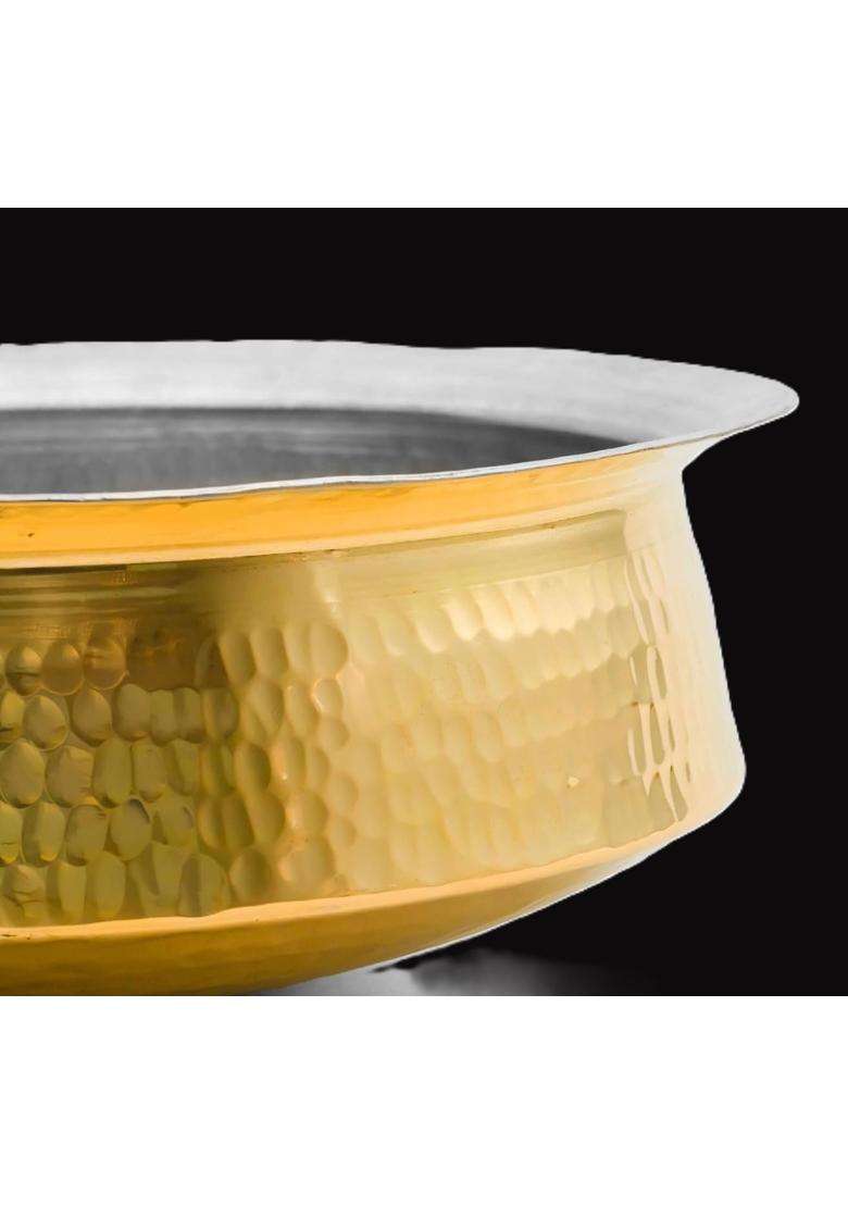 SHAAN mfg. Shaan Mfg Pure Hammered Brass Lagan Handi Patila Cooking Pot for Cooking | 5 L | 5.3 Qt - Indya
