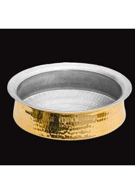 SHAAN mfg. Shaan Mfg Pure Hammered Brass Lagan Handi Patila Cooking Pot for Cooking | 2.5 L | 2.6 Qt