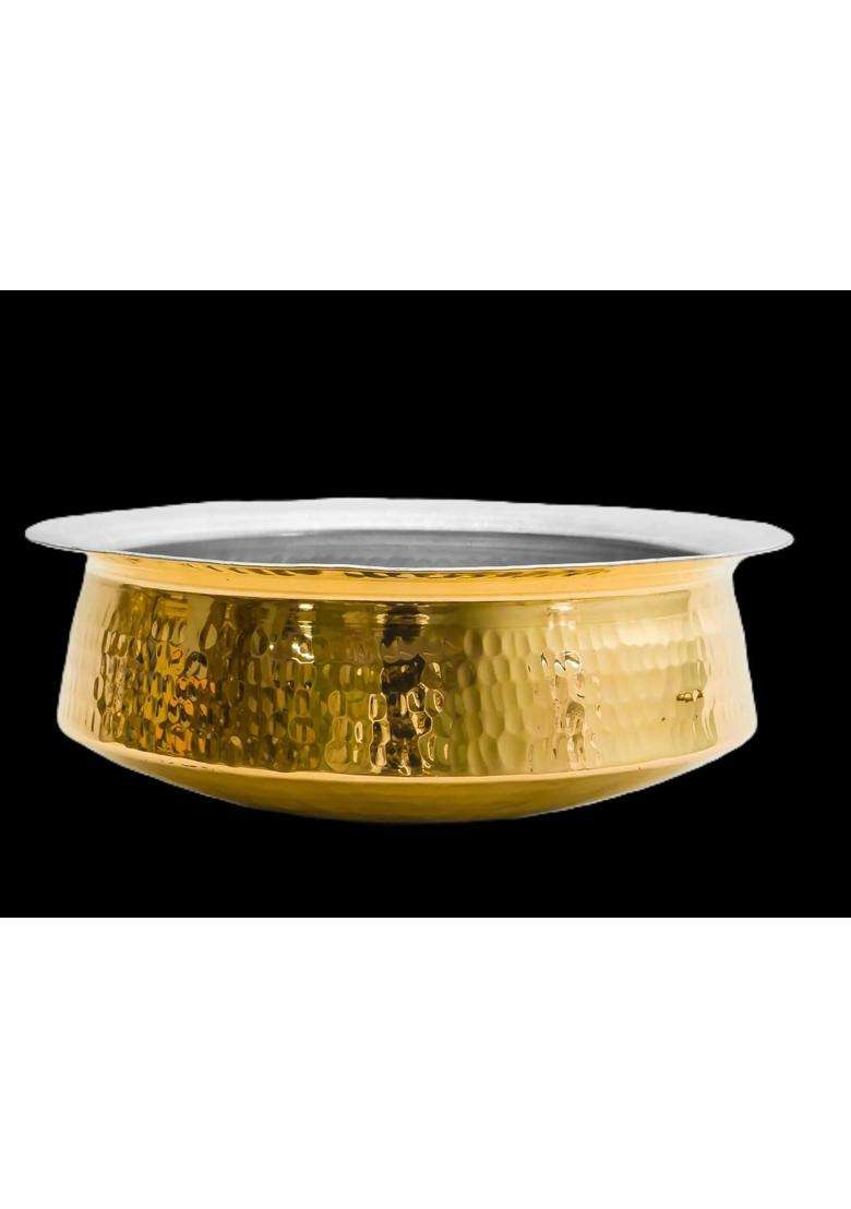 SHAAN mfg. Shaan Mfg Pure Hammered Brass Lagan Handi Patila Cooking Pot for Cooking | 2.5 L | 2.6 Qt - Indya