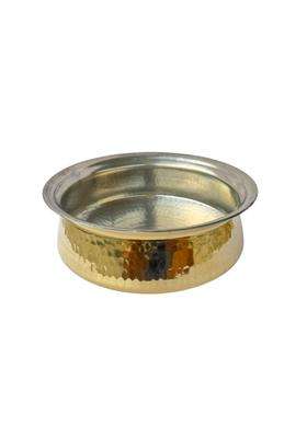 SHAAN mfg. Brass Lagan Handi Cooking Pot for Cooking | 3000 ml | 101.4 fl oz | Heavy Bottom | Tin Lined Kalai | Hammered Finish
