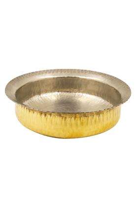 SHAAN mfg. Shaan Mfg Pure Copper and Brass Lagan Handi Cooking Pot Dish Pan with Tin Lining | 5 L | 5.3 Qt | 12 Inch