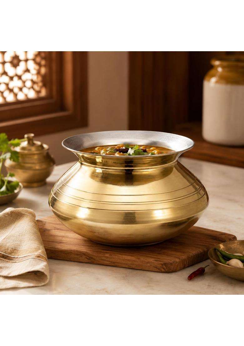 SHIV SHAKTI ARTS Heavy Brass Punjabi Patili Handi | 5 L | 5.3 Qt - Indya