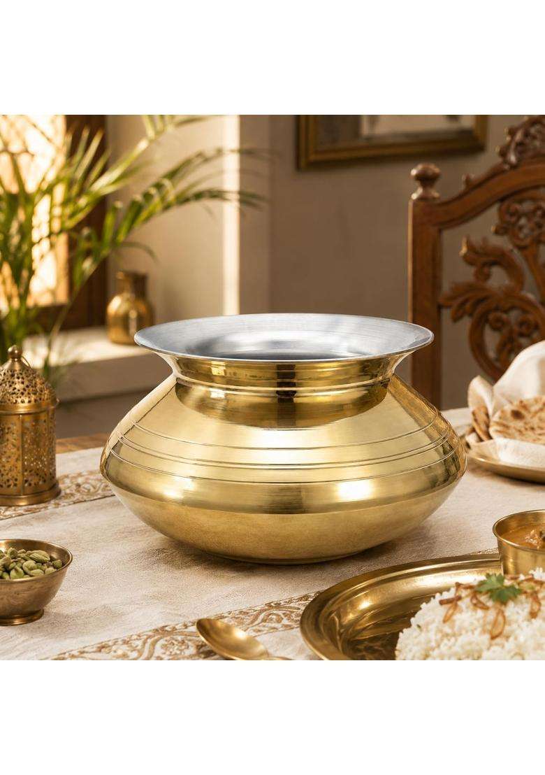 SHIV SHAKTI ARTS Heavy Brass Punjabi Patili Handi | 5 L | 5.3 Qt - Indya