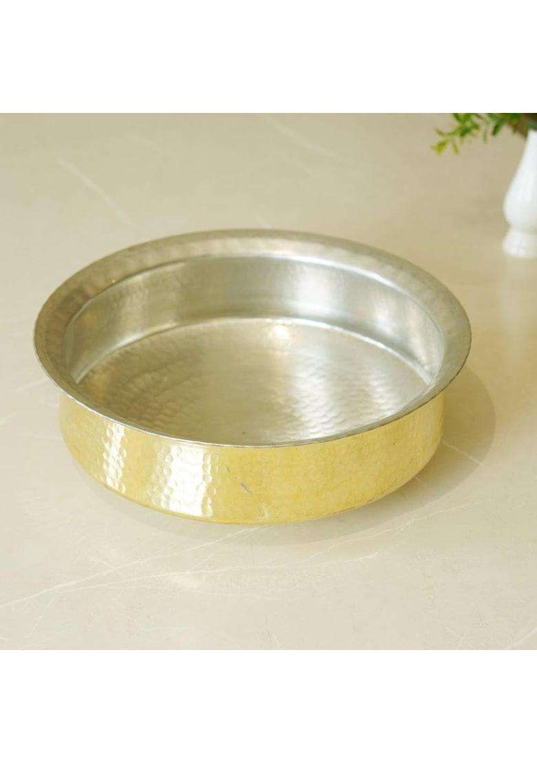 Brass Globe Brass Lagaan with Tin Coating | 10.5 Inch - Indya
