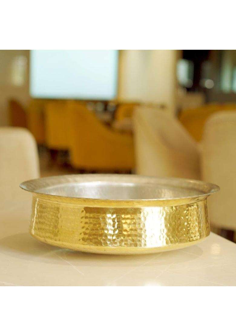 Brass Globe Brass Lagaan with Tin Coating | 10.5 Inch - Indya