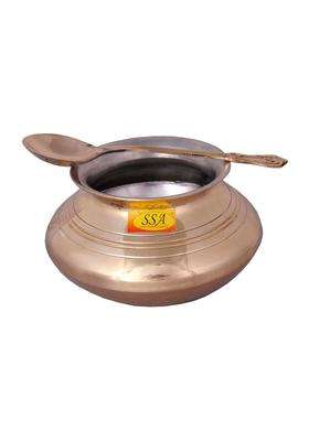 SHIV SHAKTI ARTS Brass Handi Bhagoni Patili Cooking Pot Cooking Vessel | 2000 ml | 67.6 fl oz