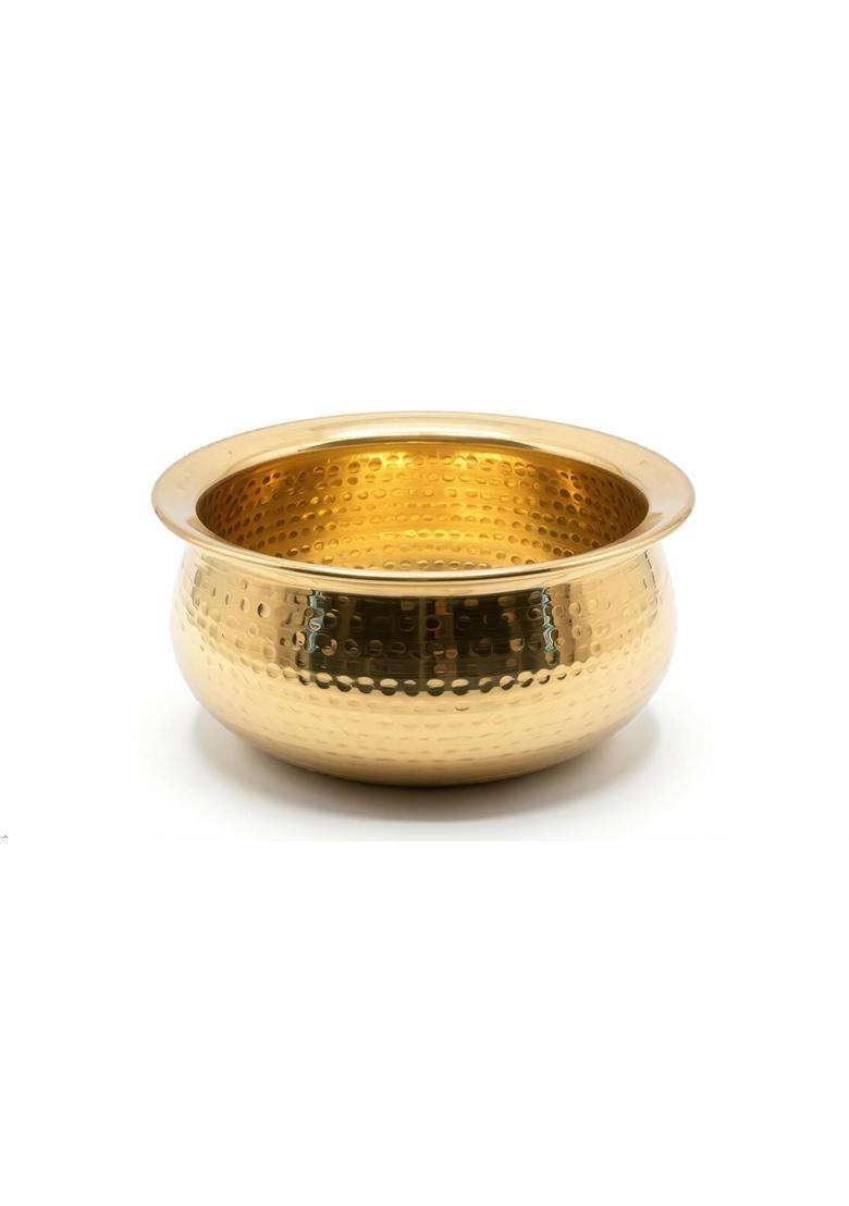 SHAAN mfg. New Small Brass Handi with Lid | 2 L | 2.1 Qt - Indya