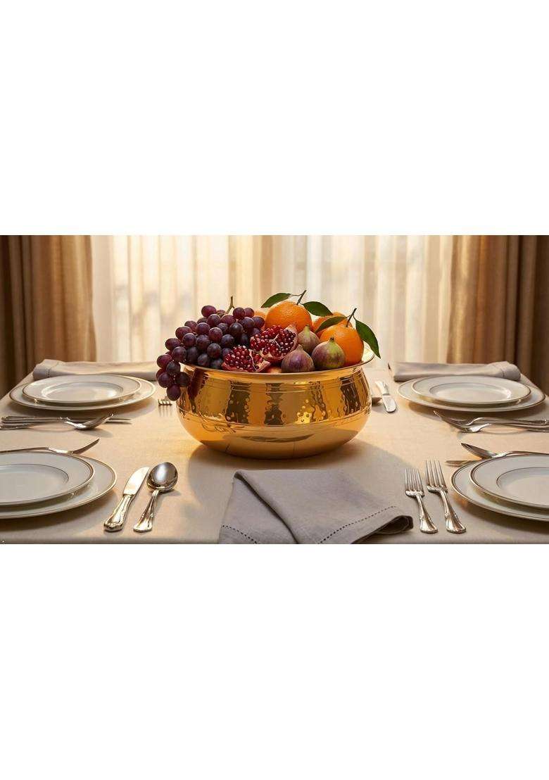 SHAAN mfg. New Small Brass Handi with Lid | 2 L | 2.1 Qt - Indya