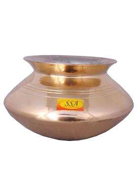 SHIV SHAKTI ARTS Brass Handi Bhagoni Patili Cooking Pot Cooking Vessel | 3500 ml | 118.3 fl oz