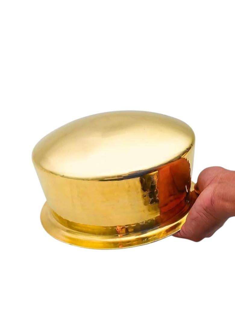 THE HEALING STORE Hammered Brass Handi Cooking Pot with Lid | 2 L | 2.1 Qt - Indya